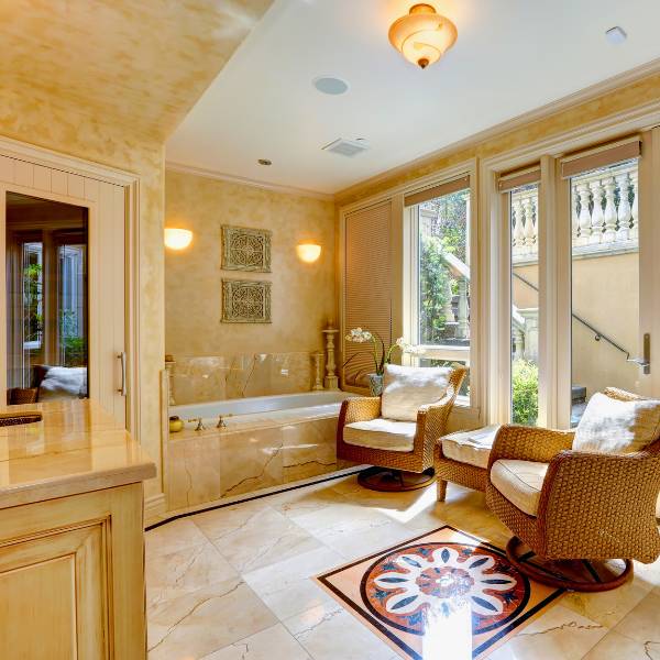 Custom Sauna designed and installed in luxury bathroom in Orange County ca